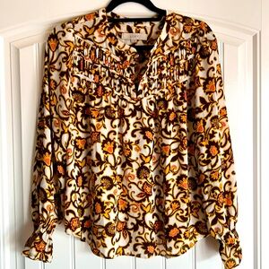 Loft summer top browns ivory color